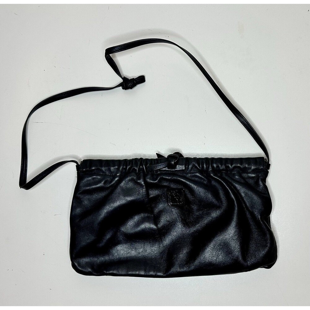 Vintage Anne Klein For Calderon Women's small Black leather Shoulder purse